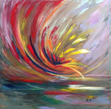 Painting titled "Éclosion 5" by Annie Galipot, Original Artwork, Acrylic