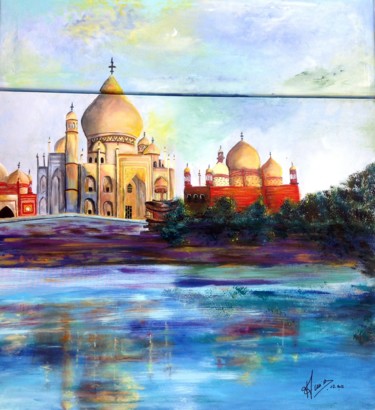 Pintura intitulada "Taj Mahal" por Annie Galipot, Obras de arte originais, Acrílico