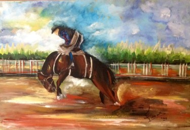 Peinture intitulée "Bronc  riding" par Annie Galipot, Œuvre d'art originale, Acrylique