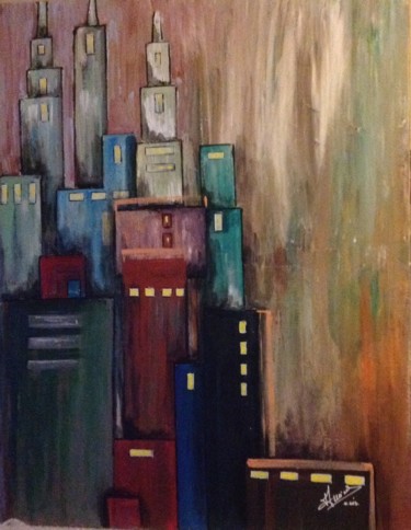 Pintura intitulada "Urbain" por Annie Galipot, Obras de arte originais, Acrílico