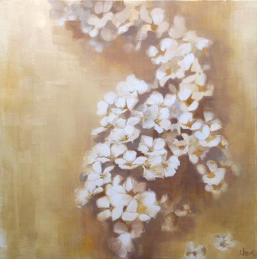 Peinture intitulée "grappe de fleurs bl…" par Annie Lanoy, Œuvre d'art originale
