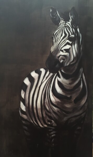 Painting titled "zebre" by Annie Lanoy, Original Artwork, Acrylic