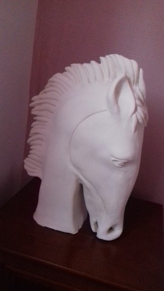 Sculpture intitulée "Tête de cheval" par Annie Majecki, Œuvre d'art originale, Terre cuite