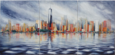 Картина под названием "NY liberté" - Annie Malarme, Подлинное произведение искусства, Масло Установлен на Деревянная рама дл…