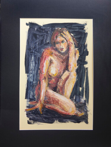 Pintura intitulada "Nu féminin rouge et…" por Annie Malarme, Obras de arte originais, Óleo