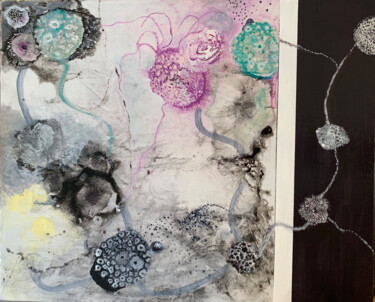 Peinture intitulée "Les microorganismes" par Annie Marchais Guerin, Œuvre d'art originale, Acrylique