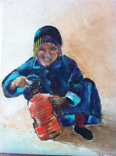 Peinture intitulée "enfant berbère au b…" par Annie Marchais Guerin, Œuvre d'art originale, Huile