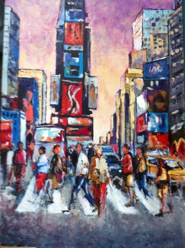 Peinture intitulée "Times square New Yo…" par Annie Marchais Guerin, Œuvre d'art originale