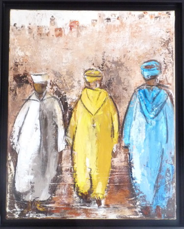 Peinture intitulée "hommes berbères" par Annie Marchais Guerin, Œuvre d'art originale