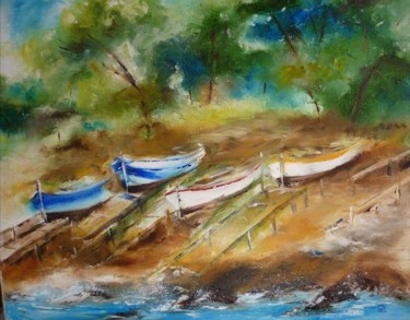 Peinture intitulée "Barques Fabregas" par Annie Piel, Œuvre d'art originale
