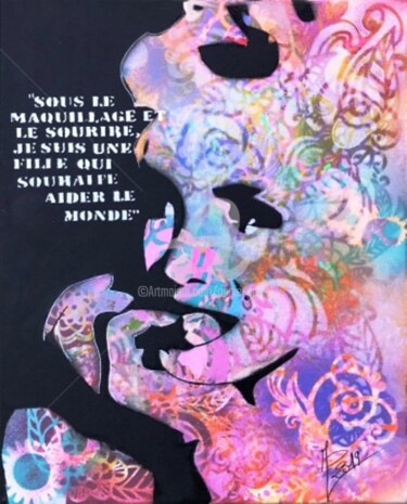 Картина под названием "je-n'étais-pas-un-s…" - Annie Predal, Подлинное произведение искусства, Рисунок распылителем краски