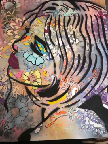 Pintura titulada "Mélancolie" por Annie Predal, Obra de arte original, Estarcido