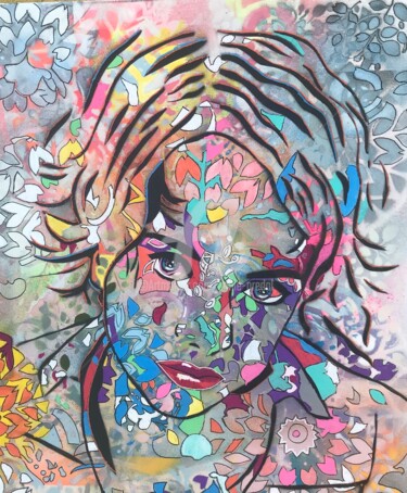 Картина под названием "la femme enfant.jpeg" - Annie Predal, Подлинное произведение искусства, Рисунок распылителем краски