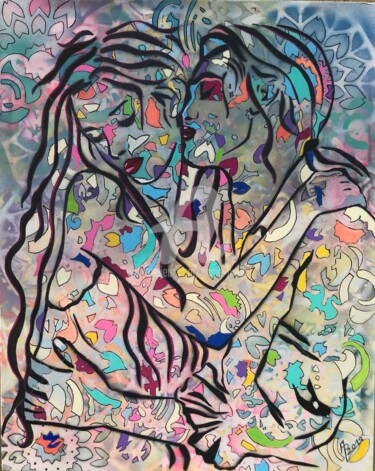 Peinture intitulée "Osmose" par Annie Predal, Œuvre d'art originale, Bombe aérosol