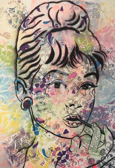 Malerei mit dem Titel "Audrey (collection…" von Annie Predal, Original-Kunstwerk, Sprühfarbe