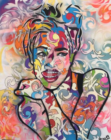 Peinture intitulée "la-jeune-fille-mali…" par Annie Predal, Œuvre d'art originale, Bombe aérosol