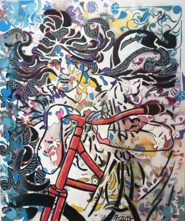 Painting titled "Sarah inspiré d’une…" by Annie Predal, Original Artwork, Spray paint