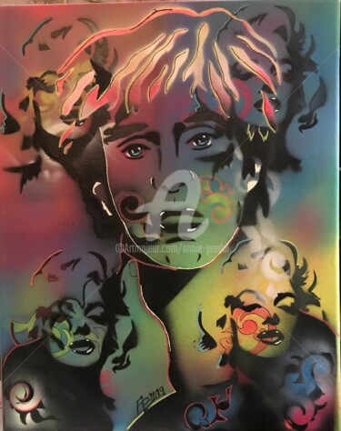 Malerei mit dem Titel "King of pop art (au…" von Annie Predal, Original-Kunstwerk, Sprühfarbe