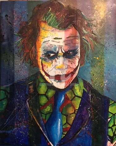 Schilderij getiteld "Joker" door Annie Predal, Origineel Kunstwerk, Inkt