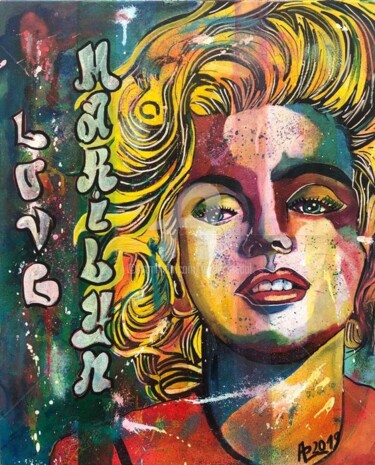 Peinture intitulée "Love Marilyn" par Annie Predal, Œuvre d'art originale, Encre