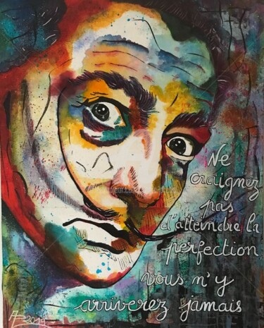 Painting titled "Dali" by Annie Predal, Original Artwork, Ink