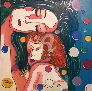 Malerei mit dem Titel "Bulles d’amour d’ap…" von Annie Predal, Original-Kunstwerk, Acryl