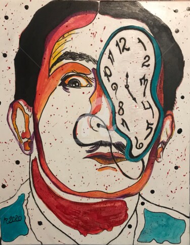 Painting titled "Dali Time" by Annie Predal, Original Artwork, Ink