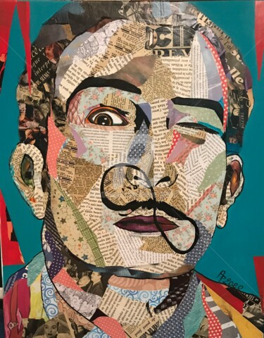 Collages intitulée "My name is Dali" par Annie Predal, Œuvre d'art originale, Collages