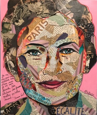 Collages titled "Simone Veil « une v…" by Annie Predal, Original Artwork, Collages