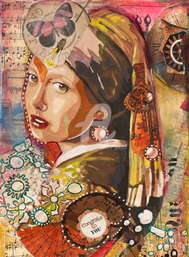 Collages titulada "Perle" por Annie Predal, Obra de arte original, Collages