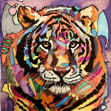 Painting titled "Jungle" by Annie Predal, Original Artwork, Marker
