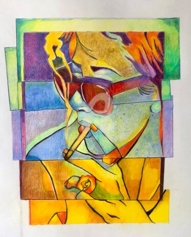 Dessin intitulée "Moment de détente" par Annie Predal, Œuvre d'art originale, Crayon