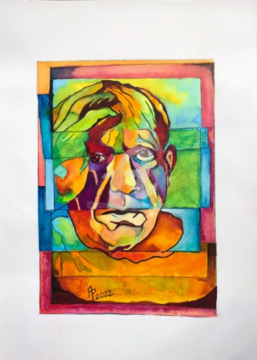 Drawing titled "Picasso Le Grand" by Annie Predal, Original Artwork, Ink