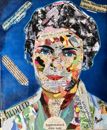 Collages titled "Merci Madame" by Annie Predal, Original Artwork, Collages