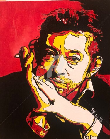 Peinture intitulée "Serge Gainsbourg" par Annie Predal, Œuvre d'art originale, Huile