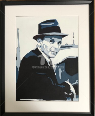 Painting titled "Frank Sinatra" by Annie Predal, Original Artwork, Oil