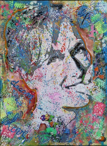 Painting titled "Merryl Streep" by Annie Predal, Original Artwork, Collages