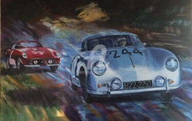 Schilderij getiteld "Le Rallye" door Annie Roudet, Origineel Kunstwerk, Acryl