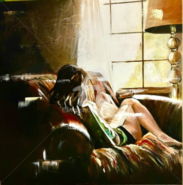 Painting titled ""The reading light"" by Annie Roudet, Original Artwork, Acrylic