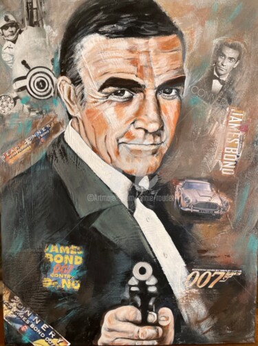 Painting titled "James Bond" by Annie Roudet, Original Artwork, Acrylic