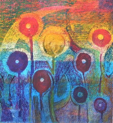 Dessin intitulée "fleurs-des-champs-2…" par Annie Vandemalle, Œuvre d'art originale, Pastel