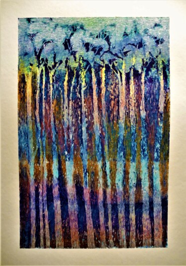 Disegno intitolato "les-arbres.jpg" da Annie Vandemalle, Opera d'arte originale, Pastello