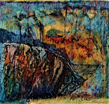 Drawing titled "La source" by Annie Vandemalle, Original Artwork, Pastel Mounted on Wood Panel