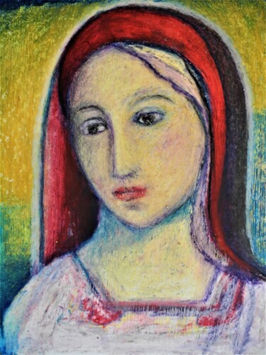 Drawing titled "Magdaléna" by Annie Vandemalle, Original Artwork, Pastel