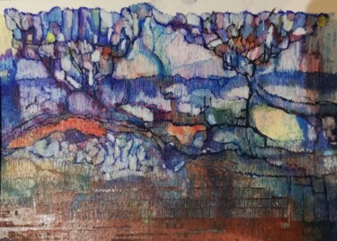 Drawing titled "Une vie de montagne" by Annie Vandemalle, Original Artwork, Pastel