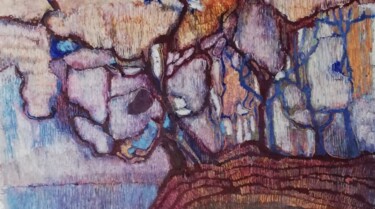 Dessin intitulée "Les arbres papillons" par Annie Vandemalle, Œuvre d'art originale, Pastel