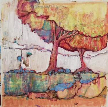 Dessin intitulée "Une esquisse qui me…" par Annie Vandemalle, Œuvre d'art originale, Pastel Monté sur Châssis en bois