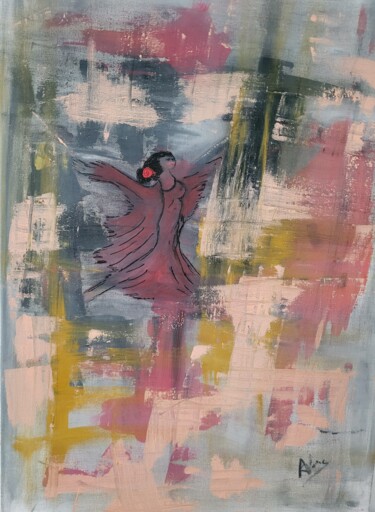 Painting titled "Rêve obscur" by Annie Vivies, Original Artwork, Oil