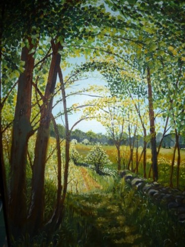 Painting titled "Sous-bois" by Annie Audran, Original Artwork, Oil