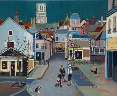 Painting titled "Clamecy centre" by Annie Bagot, Original Artwork, Oil